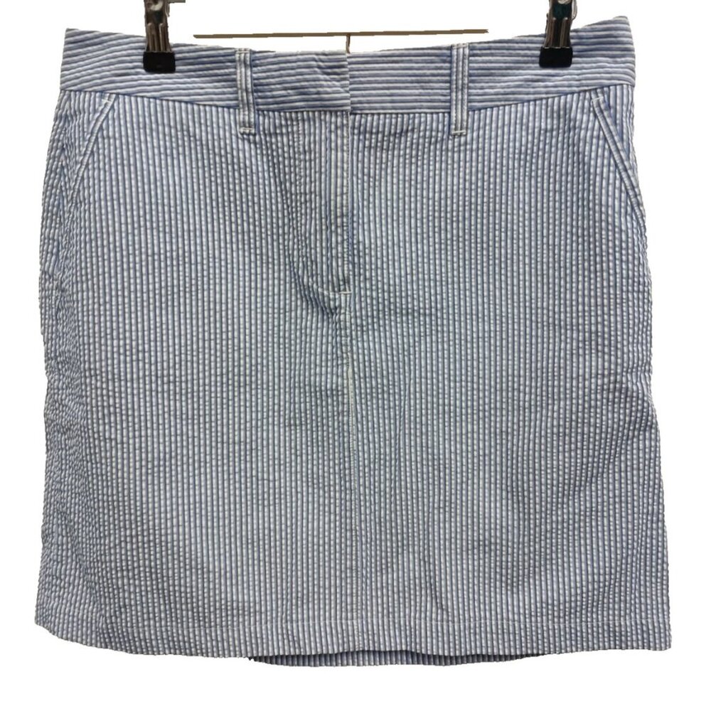L.L. Bean Favorite Fit‎ Womens Mini Skirt Size 10 Seersucker Striped Preppy